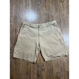 Lululemon Commission 7" Men's Shorts Size 33 Tan Flat Front Above Knee